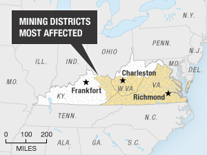 Mining Districts Most Affected