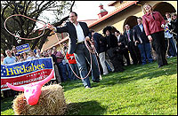 Candidates Woo Texans on Eve of Primaries 4 Former Arkansas Gov. Mike Huckabee and his wife Janet visit the Fort Worth Stockyards on Feb. 29.