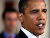 President Obama speaks at the White House about General Motors' Chapter 11 bankruptcy filing on Monday. (Getty Images)