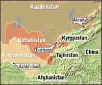 Map of Central Asian republics