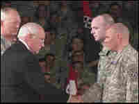 Hinkle receives a Purple Heart.