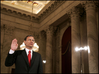 During the first day of confirmation hearings for Sonia Sotomayor, several senators revisited battles over the confirmation of Chief Justice John Roberts, pictured here on the first day of his confirmation hearings in 2005. (Getty Images)