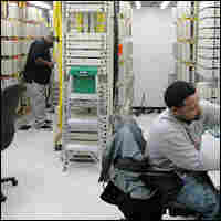 Workers inside One Wilshire
