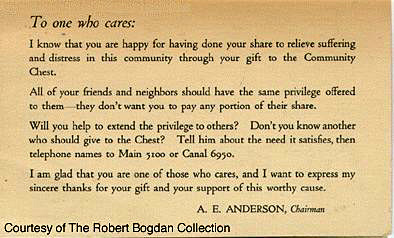 Back of Community Chest Postcard