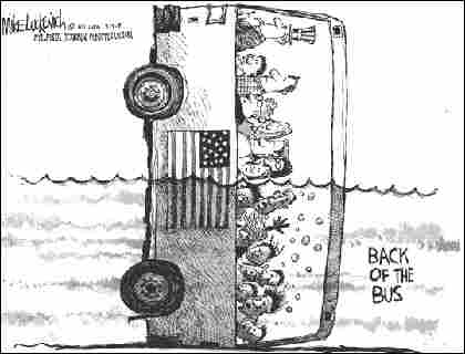 Luckovich-Bus. Credit: Mike Luckovich, Atlanta Journal-Constitution.
