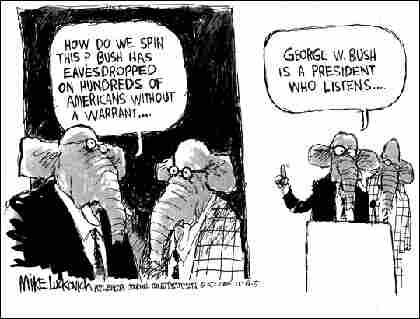 Luckovich-Eavesdropping. Credit: Mike Luckovich, Atlanta Journal-Constitution.