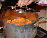 Mashed sweet potatoes.