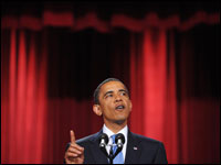 President Barack Obama delivers his much-anticipated message from Cairo University in Cairo during a one-day visit to Egypt. (AFP/Getty Images)