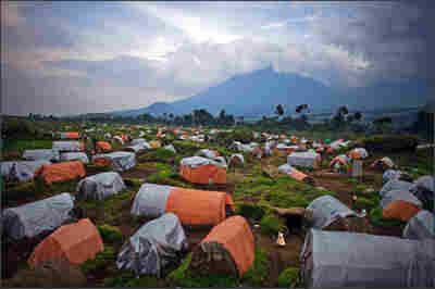 A tent city near the boundary of Virunga National Park.