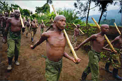 Rebel Tutsi fighters train in Virunga National Park.